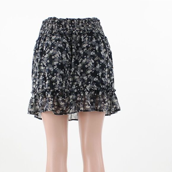 DKNY Jeans Ruffle-Hem Mini Skirt Black Indigo Multi - Picture 3 of 5